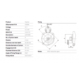 Starter IS0836 Case, JCB, Massey Ferguson, Valtra